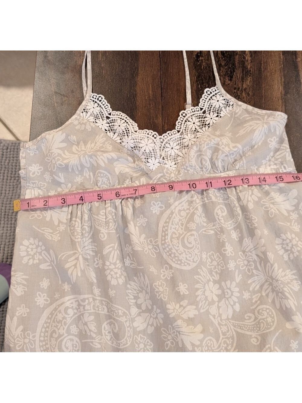 Lace Trim Floral Nightgown,100% Cotton,By Alexander Del Rossa.Size Small - Picture 4 of 6